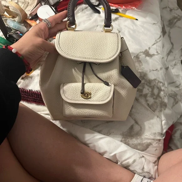 Coach Cream Leather Backpack and Crossbody Set